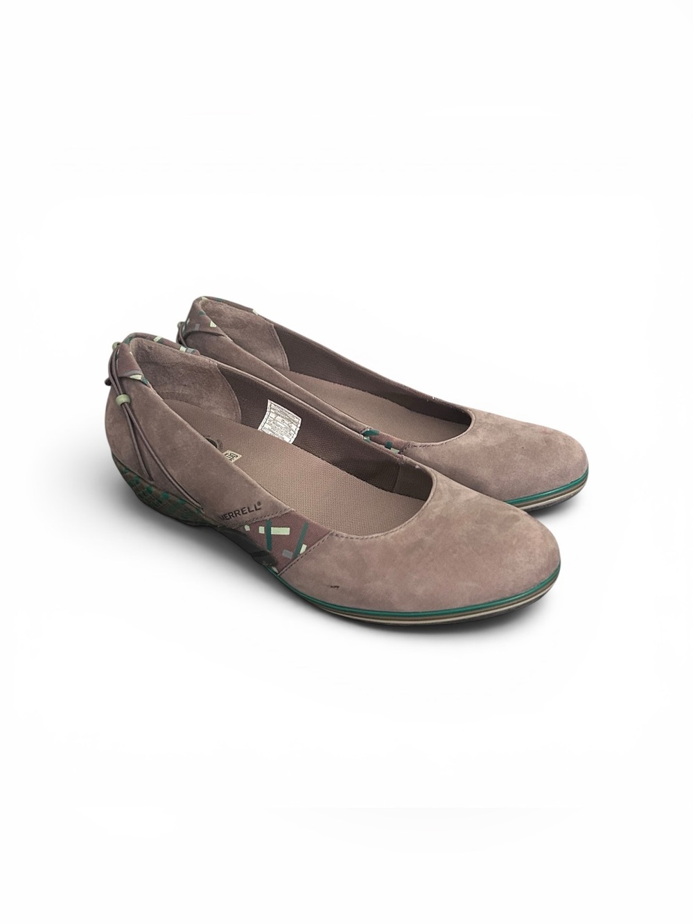 Merrell Womens Elles Bungee Cord Taupe Suede Ballet Flats Size 9